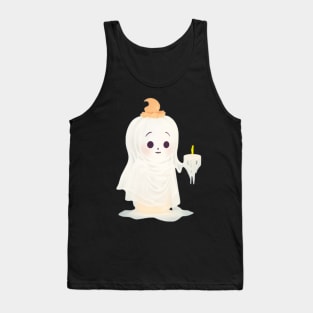 Cute Baby Ghost Holding Candle Funny Halloween Ghost Gothic,  retro vintage spooky halloween gothic ghost Tank Top